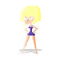 cartoon angry woman in dress