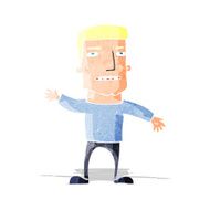 cartoon waving stressed man