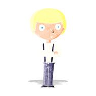 cartoon staring boy with folded arms