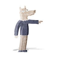 cartoon wolf man pointing