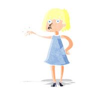 cartoon woman showing off engagement ring