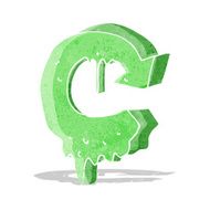 cartoon melting recycling symbol