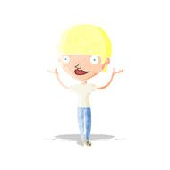 cartoon woman holding arms in air