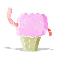 cartoon worm in cupcake