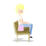 cartoon woman sitting on bench