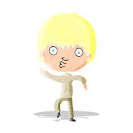 cartoon impressed boy pointing