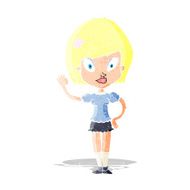 cartoon pretty girl waving N3