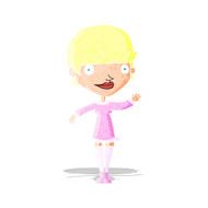 cartoon waving woman N9