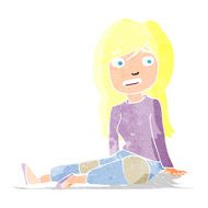 cartoon girl sitting on floor