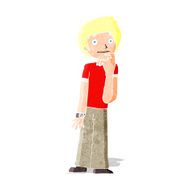 cartoon boy wondering