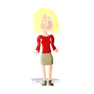cartoon woman shrugging shoulders N27