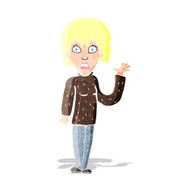 cartoon shocked woman waving hand