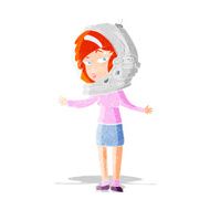 cartoon woman wearing astronaut helmet