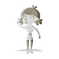 cartoon robot woman waving