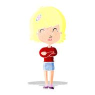 cartoon happy woman with folded arms N2