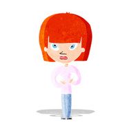 cartoon woman gesturing at herself