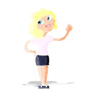Cartoon Woman Waving N15