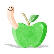 Cartoon Apple With Worm N18
