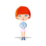 cartoon woman waiting patiently