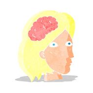 cartoon female head with brain symbol N2