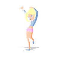 cartoon pretty woman dancing