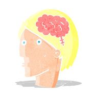 cartoon man with brain symbol