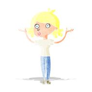 cartoon woman throwing arms in air