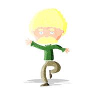 cartoon mustache man disco dancing