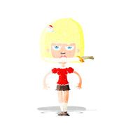 cartoon woman with knife between teeth N3