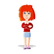 cartoon tough woman with folded arms