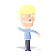 cartoon grinning man with idea