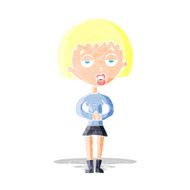 cartoon bored woman waiting