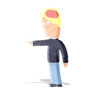 cartoon clever man pointing