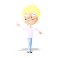 cartoon happy man waving N3