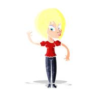 Cartoon Woman Waving N22