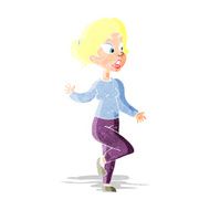 cartoon friendly woman waving N2