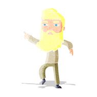 cartoon bearded man pointing the way