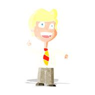 cartoon school boy raising hand