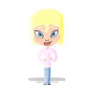 cartoon satisfied woman