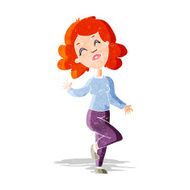 cartoon happy woman dancing