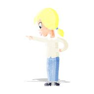 cartoon enthusiastic woman pointing