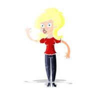 cartoon pretty woman waving N9