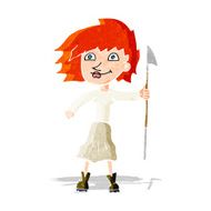 cartoon woman with spear