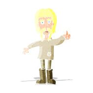 cartoon hippie man giving thumbs up symbol