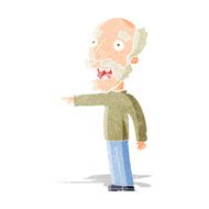 cartoon scared old man pointing