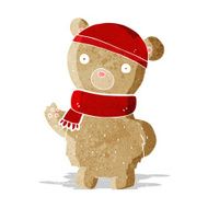 cartoon teddy bear in winter hat and scarf N2