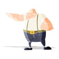 cartoon angry tough guy pointing