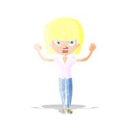 cartoon woman with raised hands