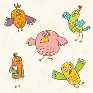 vector bird funny doodle