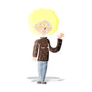 Cartoon Woman Waving N26